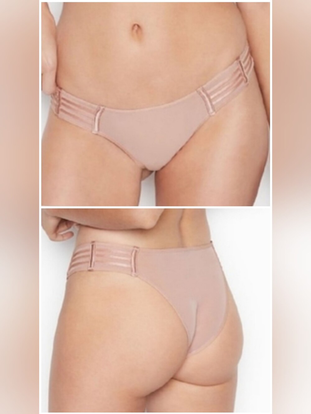 Victoria's secret very sexy mesh Sheer cheekini panty LARGE PINK